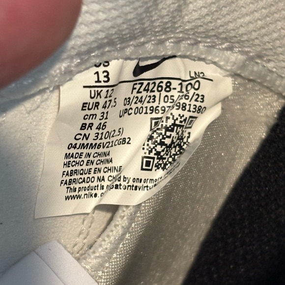 Men's Nike Vapor Edge Elite 2 Carbon White Black Silver FZ4268-100 Size 13 - Picture 9 of 9